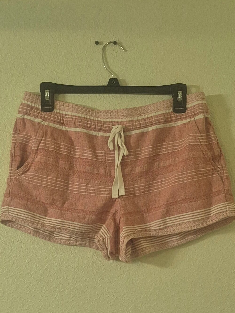 LOFT Pink Striped Drawstring Athletic Shorts